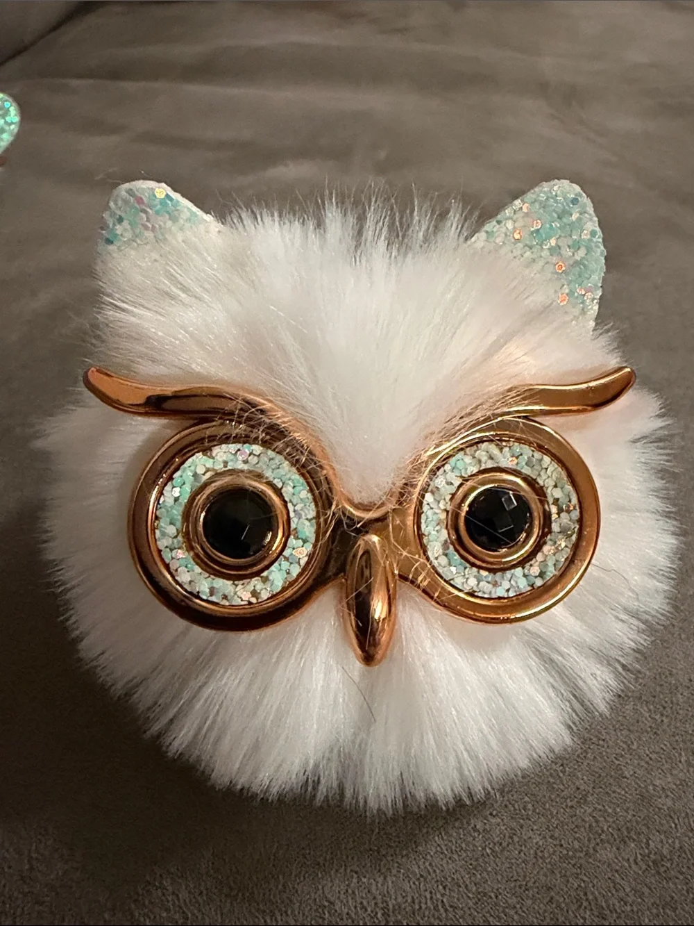 Faux Fur Owl Keychain Charm - Multicolor Options B 25